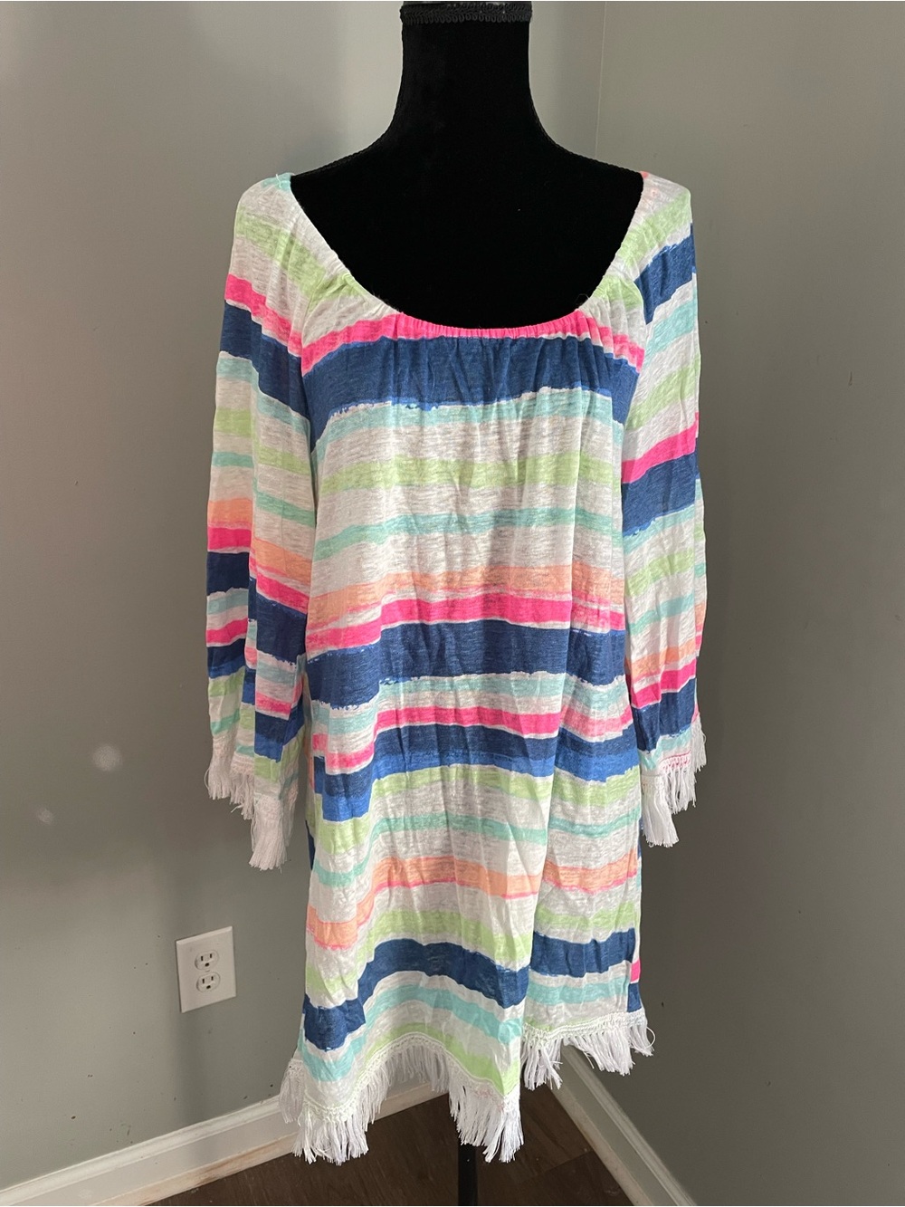 Lilly Pulitzer Multicolor Striped Getaway Sw Coverup with fringe